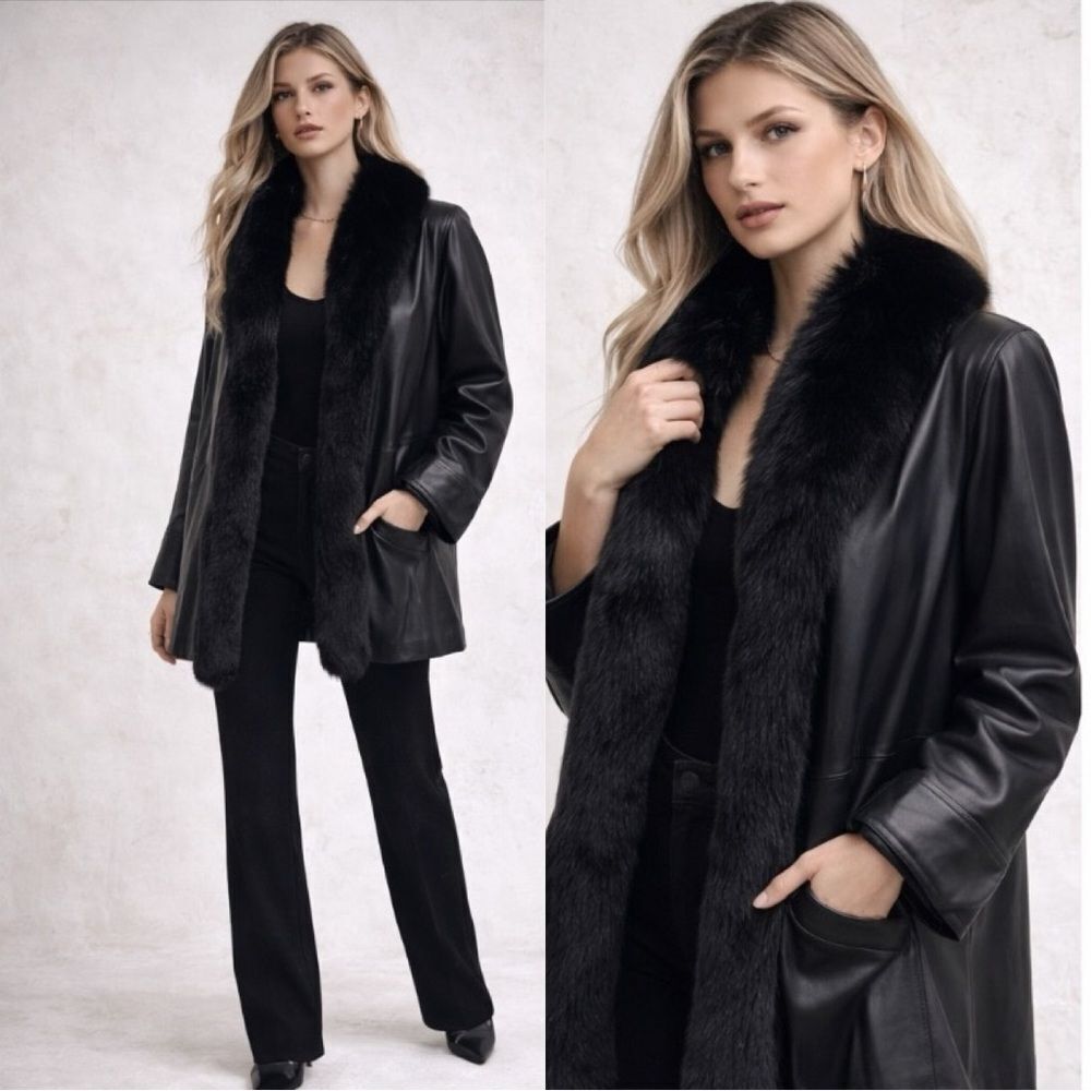 NEW SAGA FURS Superior Dyed Fox genuine leather coat